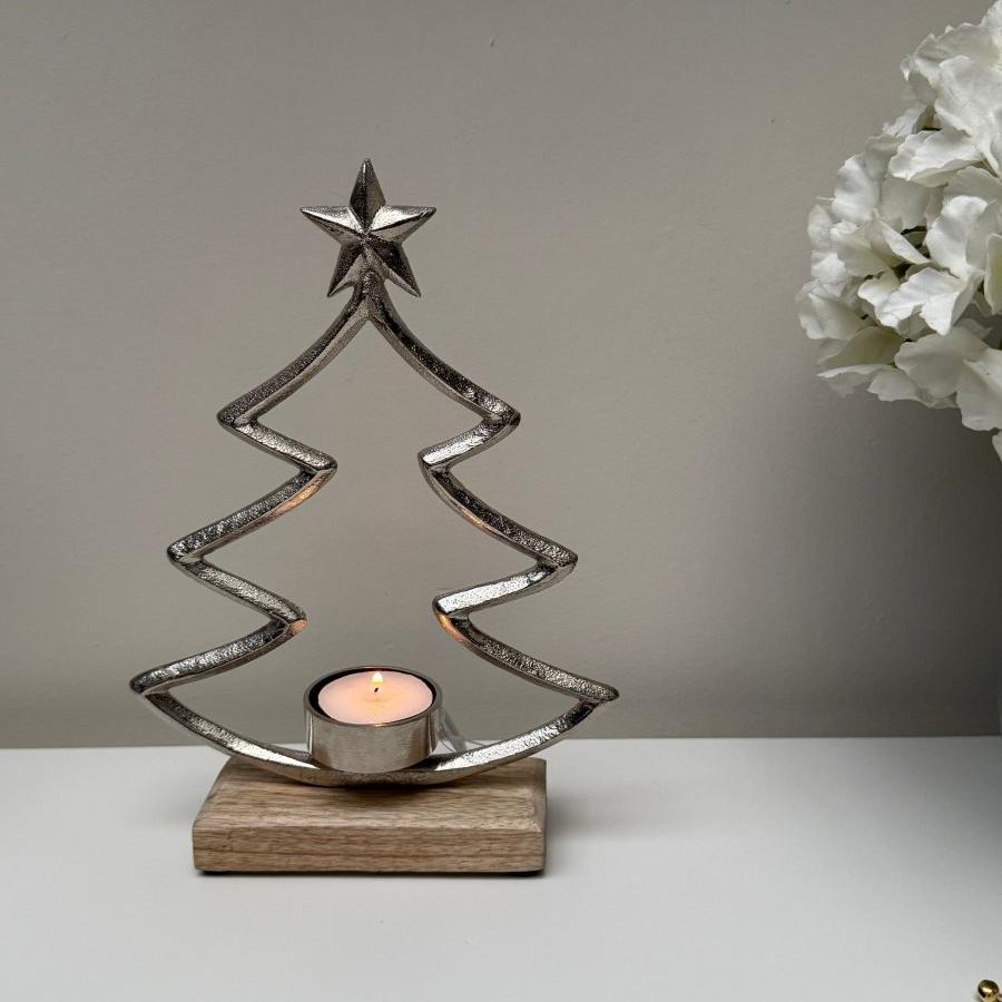 Silver Tree Tealight Holder 22.5cm - Designs by Inaya