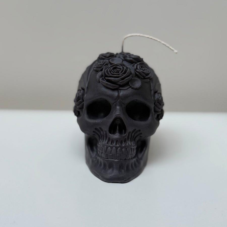 Spooky Halloween Floral Skull Candle Decor Ornaments - Designs by Inaya