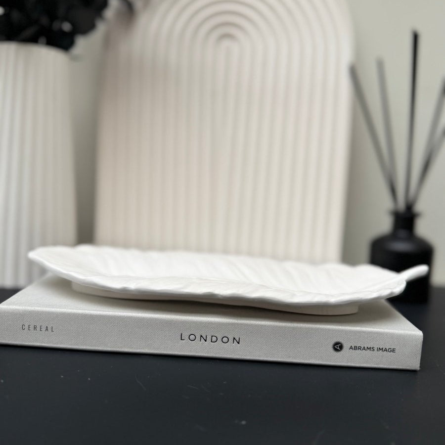 Stone Feather Tray | Ceramic Decor - Designs by Inaya