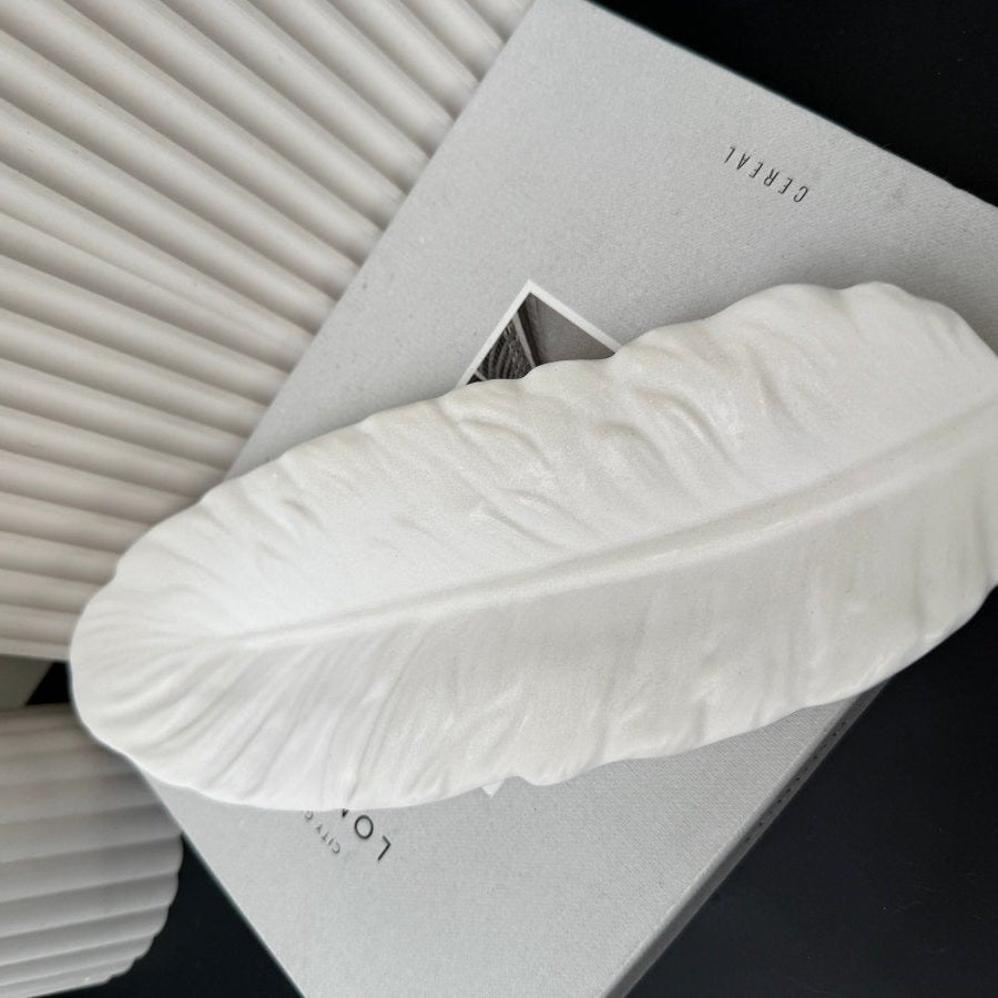 Stone Feather Tray | Ceramic Decor - Designs by Inaya