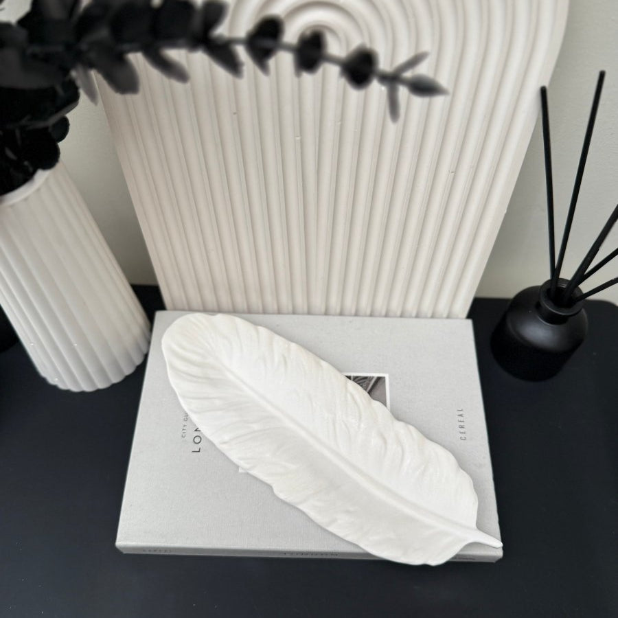Stone Feather Tray | Ceramic Decor - Designs by Inaya
