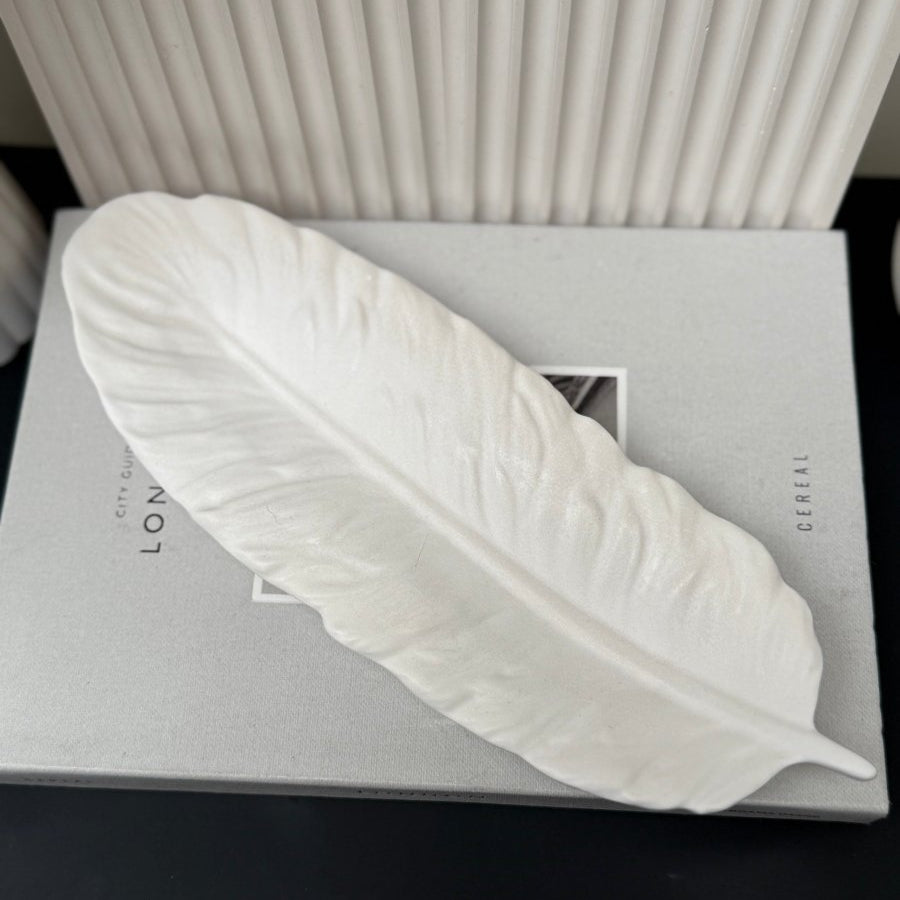Stone Feather Tray | Ceramic Decor - Designs by Inaya