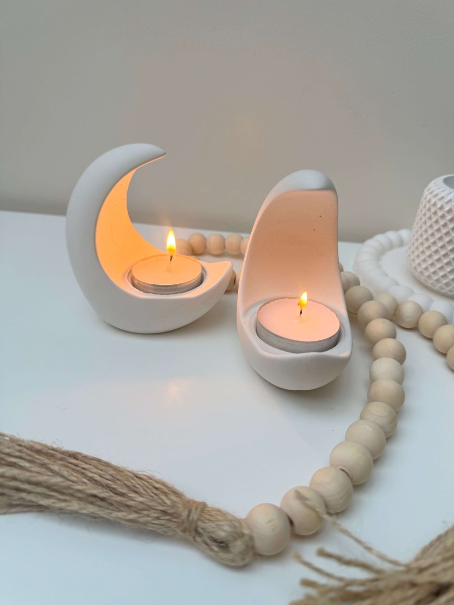 Stone Moon Tea Light Candle Holder - Designs by Inaya