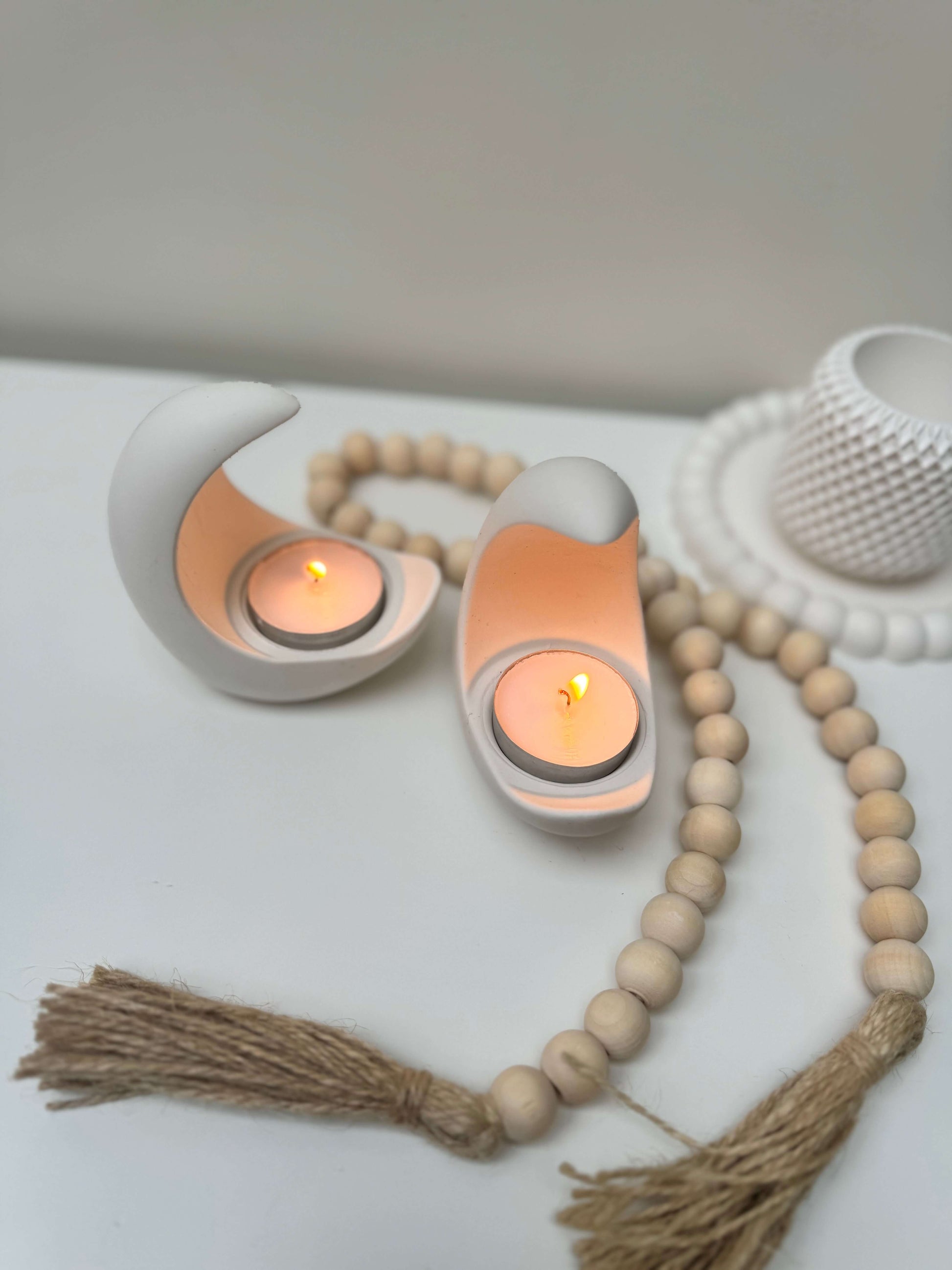 Stone Moon Tea Light Candle Holder - Designs by Inaya