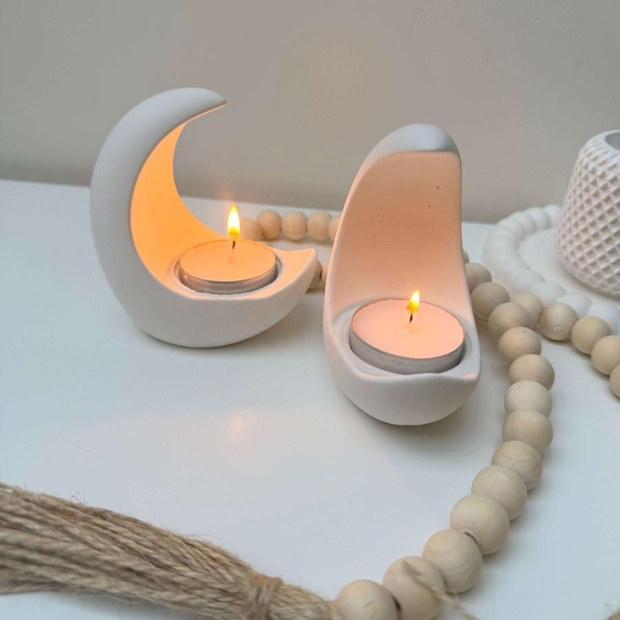 Stone Moon Tea Light Candle Holder - Designs by Inaya