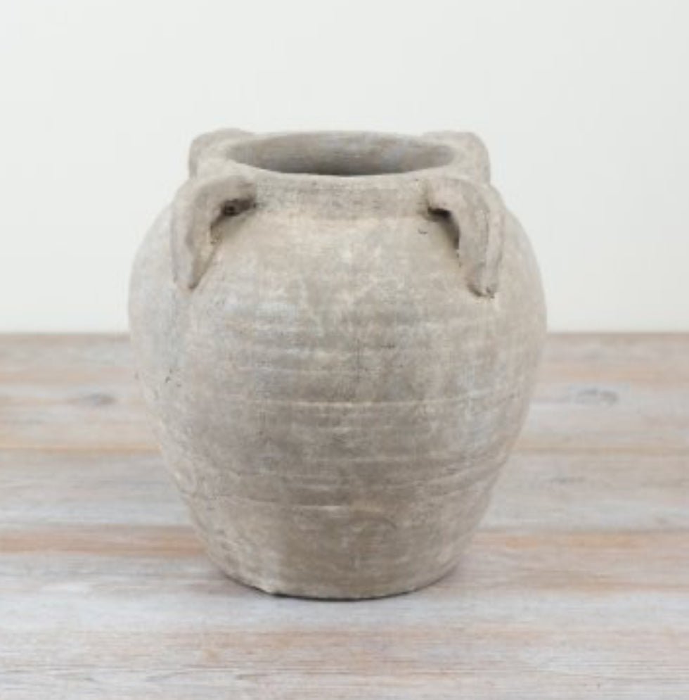 Stone Terracotta Medora Vase | Artisan Handmade Rustic Urn