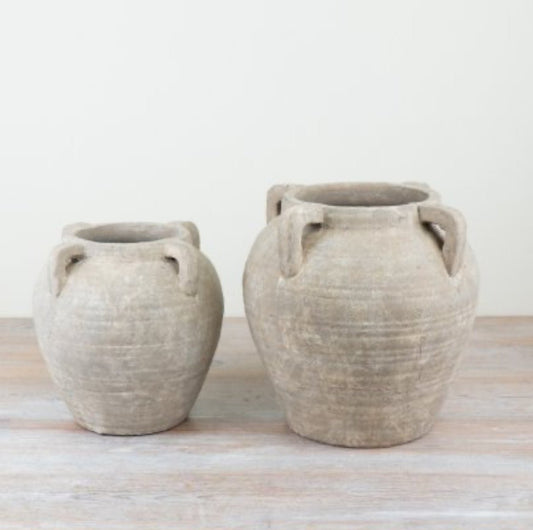 Stone Terracotta Medora Vase | Artisan Handmade Rustic Urn