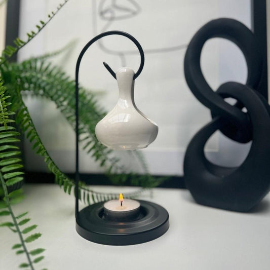 Tear Drop Wax / Oil Burner White & Black - Designs by Inaya