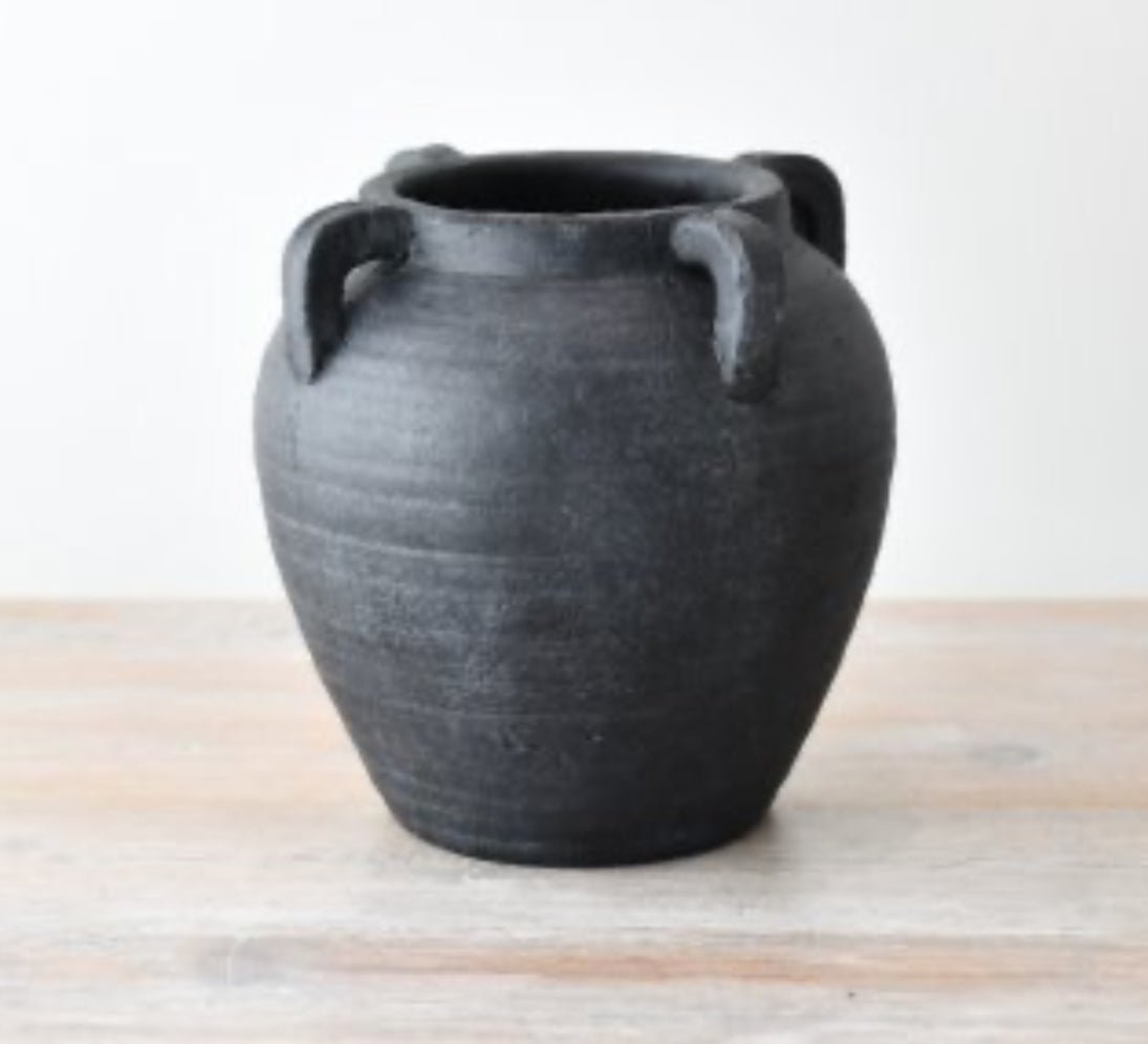 Black Terracotta Medora Vase neutral background