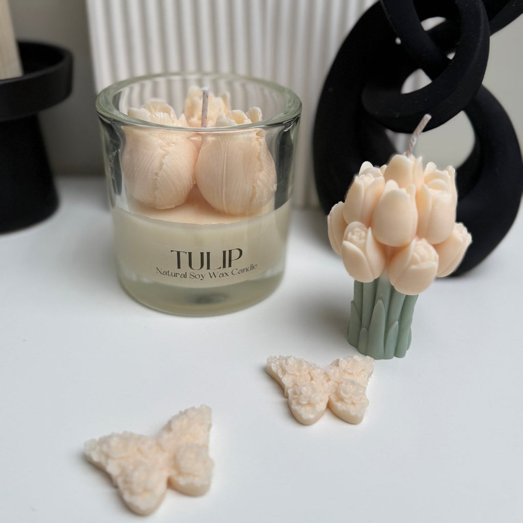 Tulip Bouquet Sculpture Soy Wax Scented Candle - Designs by Inaya