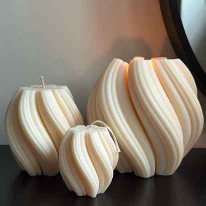 Twirl sculptural candle decorative soy wax statement candle