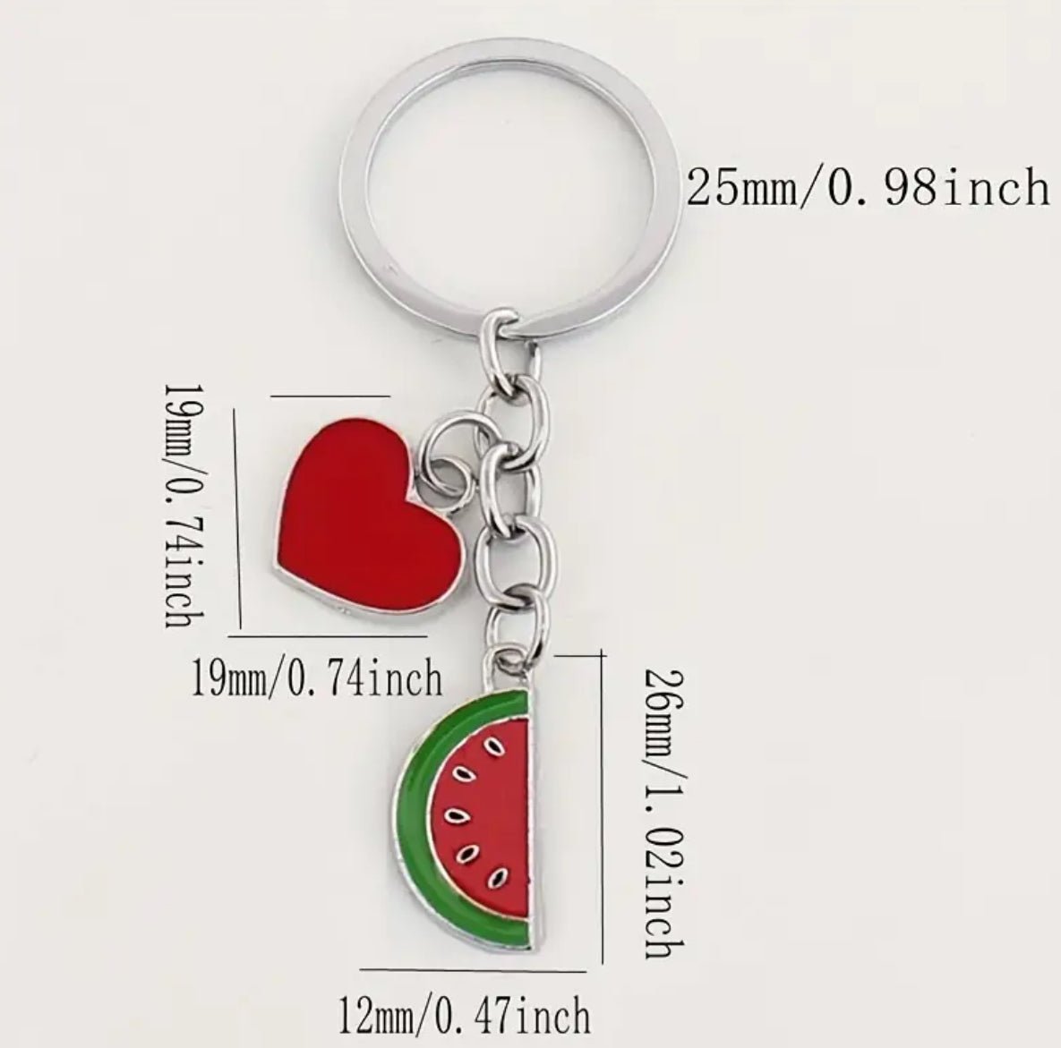 Watermelon & Heart Keyring - Designs by Inaya