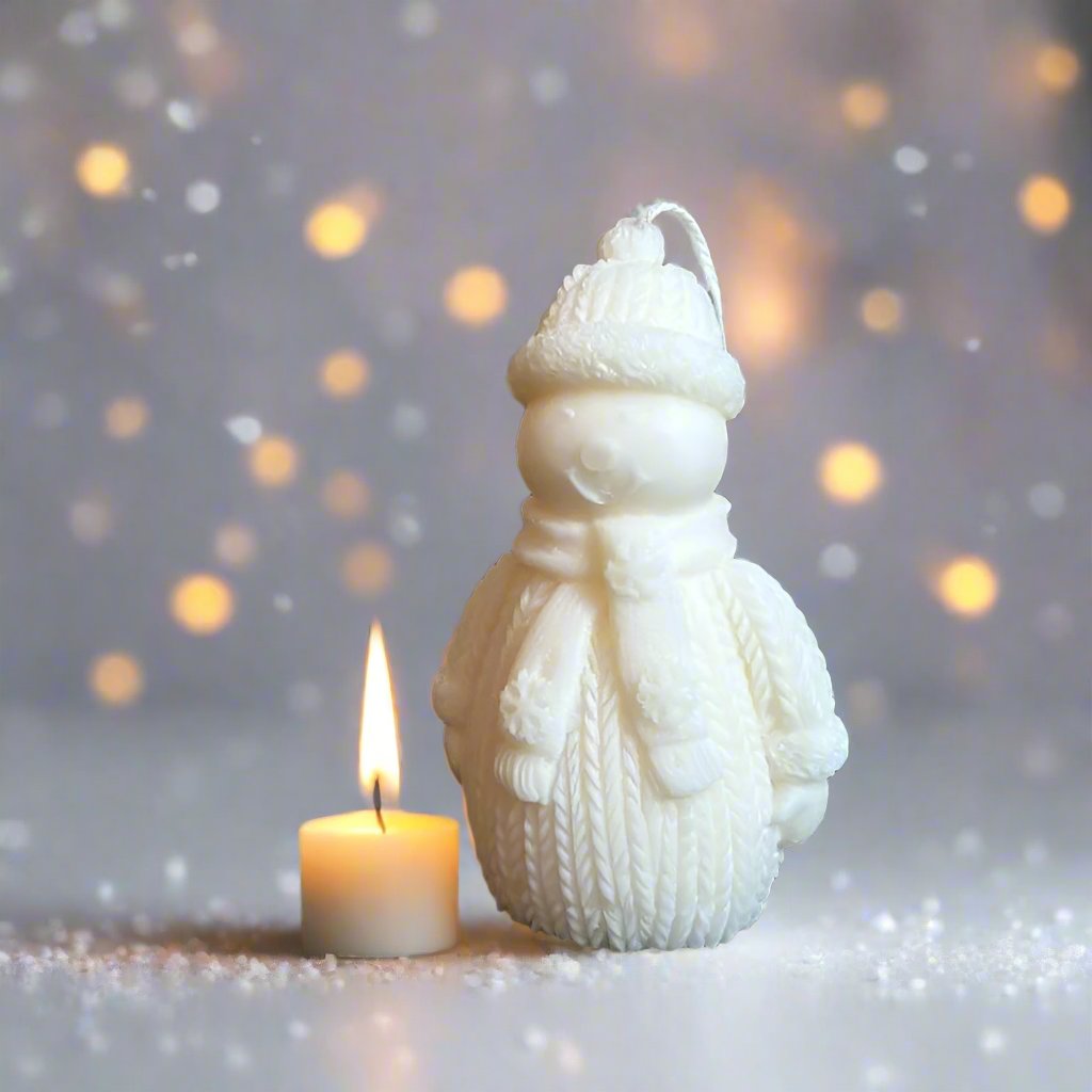 Winter Snowman Soy Wax Scented Candle for Christmas Decor - Designs by Inaya