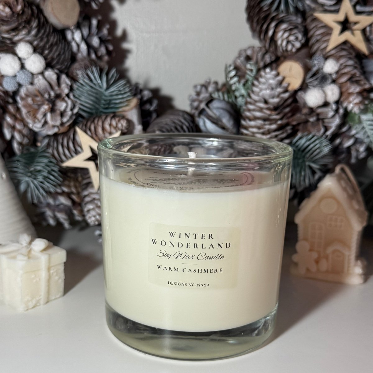 Winter Wonderland Scented Soy Wax Candle Festive Home fragrance - Designs by Inaya