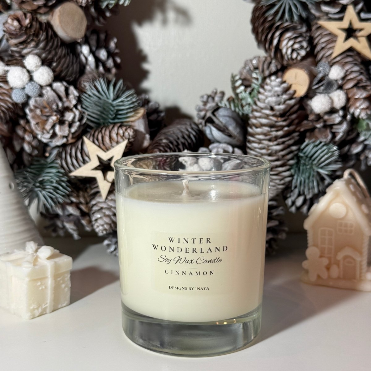 Winter Wonderland Scented Soy Wax Candle Festive Home fragrance - Designs by Inaya