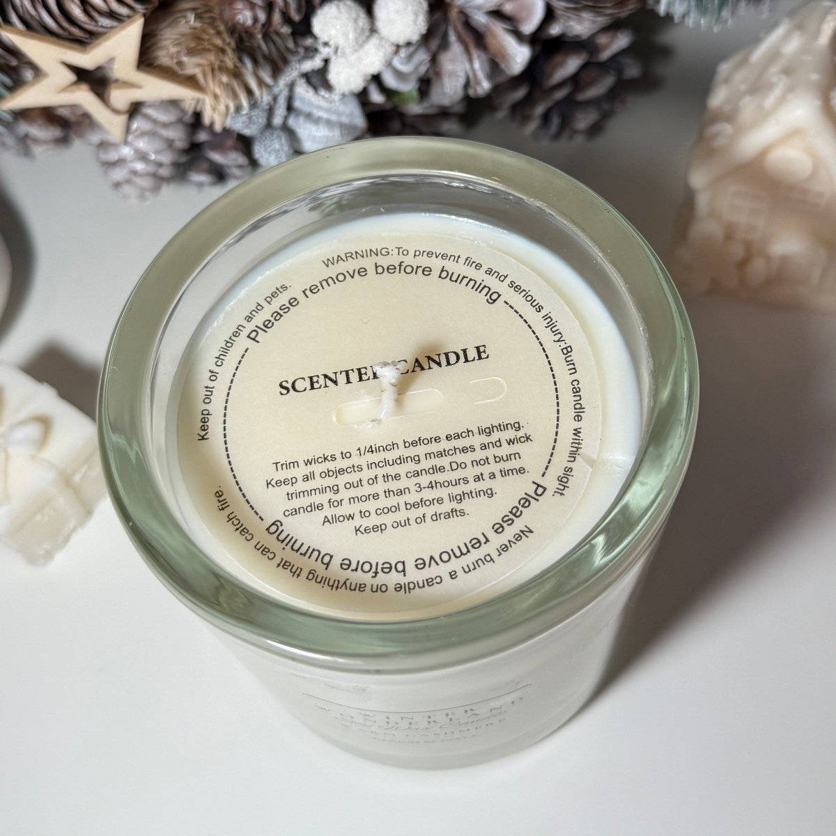 Winter Wonderland Scented Soy Wax Candle Festive Home fragrance - Designs by Inaya