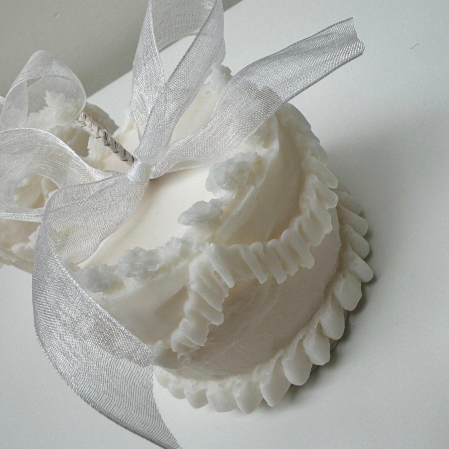 YUM Round Decorative Cake Candle with Bow - Designs by Inaya